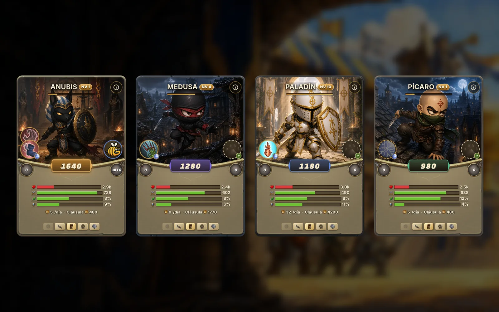Triara champion cards with power, stats, wage and clause